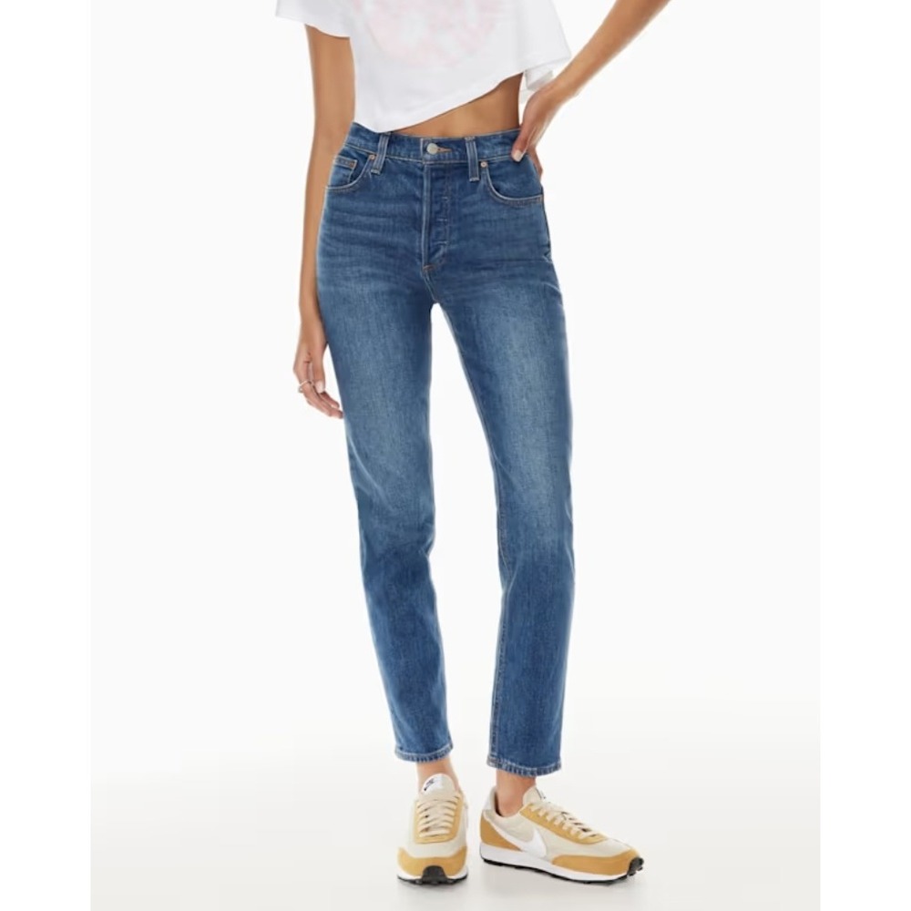 Denim Forum Aritzia Yoko High Rise Slim Jeans Size 30 Womens Button Fly